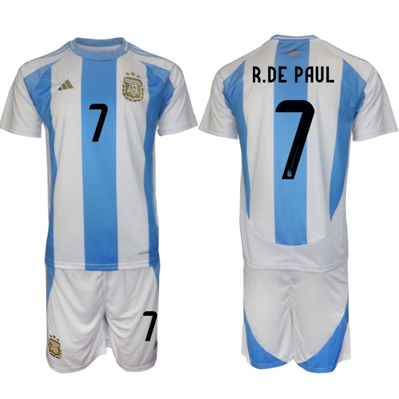 Men 2024-2025 Season Argentina home white 7 Soccer Jersey